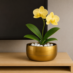Maceta Decorativa de Metal Dorado de Lujo para Orquídeas, Maceta para Plantas de Interior, Decoración para Mesa, Hogar, Oficina y Hotel - Product Image 3