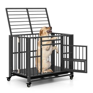 Jaula Metálica Plegable Resistente para Perros, a Prueba de Mordidas, con Ruedas Universales Bloqueables para Mascotas - Product Image 3