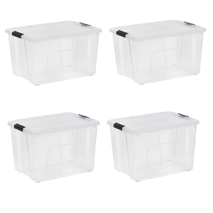 (Pack de 2) 60 Qt. Boîtes de rangement en plastique transparent avec couvercles - Contenants empilables pour la maison, le garage et les articles saisonniers - Durables et sécurisés - Product Image 1