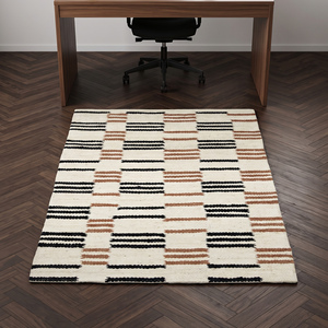Modern Handwoven Jute Geometric Rug <b>Cream</b> Black Brown Flatweave Anti-Slip Textured Stripe Pattern Living Room Home Decor - Product Image 2