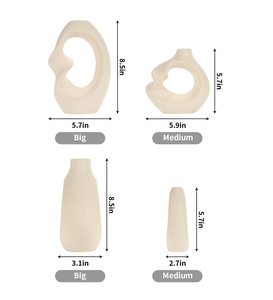 Minimalist <b>Ceramic</b> Vase Set Art Deco Design Graduation Gift Irregular Shape Matte Finish Handmade Eco-Friendly Tabletop Decor - Product Image 5
