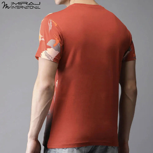 บริการ OEM ODM เสื้อยืดพิมพ์ลายสไตล์ลำลองสำหรับผู้ชาย ทรงเข้ารูป ดีไซน์ไล่เฉดสี ราคาขายส่ง ผ้าเนื้อนุ่ม ใส่สบายสำหรับฤดูร้อน เหมาะสำหรับใส่ในชีวิตประจำวัน - Product Image 2