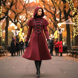 Veste de pirate vintage pour femme, style steampunk gothique, manteau long à capuche, style victorien, hiver - Product Image 2