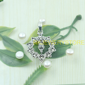 จี้เงินแท้ 925 ลายฉลุโบราณ งานแฮนด์เมด ลายดอกไม้แบบชนเผ่า แมนดาลา เครื่องประดับสำหรับทุกเพศ เป็นของขวัญสำหรับเธอ - Product Image 5