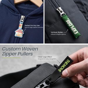 3D Padded Woven Zipper <b>Pullers</b> Custom Logo Textile Zip Tabs for Bags Backpacks Garments Sportswear Luggage Jackets - Product Image 4