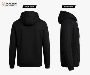 Sweat-shirt à capuche noir pour homme de qualité supérieure, coupe classique, en molleton de coton, pull décontracté avec poche avant, idéal pour l'automne - Product Image 2