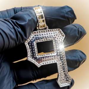 Colgante de letra P de diamante Dvars, Plata 925, Oro laminado de 18K, Moissanita con corte brillante y engaste de garra, Estilo Hip Hop, Amuleto de lujo - Product Image 5