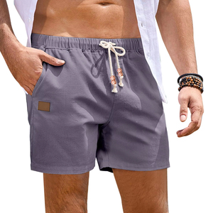 Men's 100% Cotton Mid Waist Drawstring Sport Shorts with <b>Appliques</b>-Breathable Quick Dry & Eco-Friendly - Product Image 1