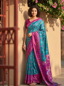 Sari ethnique traditionnel en soie Pochampalli doux avec fonction de séchage rapide pour toutes les occasions - Product Image 4