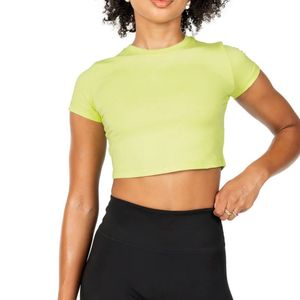 Camiseta Corta Ajustada Personalizada al por Mayor para Mujer, Cuello Redondo, Manga Corta, Transpirable, Elástica, para Gimnasio, Yoga, Fitness, Ropa Deportiva - Product Image 4
