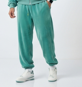 Survêtement en velours pour homme, coupe ample, avec cordon de serrage, décontracté, 100 % coton molletonné épais, hiver, design 2-en-1, pantalon de jogging pleine longueur - Product Image 5