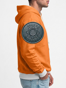 Custom Logo <b>Men's</b> <b>Orange</b> Hooded <b>Sweatshirt</b> Front Print Solid Fleece Knitted Regular Fit Spring - Product Image 3