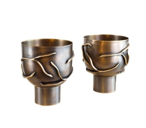 <b>Unique</b> Fancy Texture High Grade Gold Plated Matt Modern Superior Quality Metal Tabletop Flower <b>Vase</b> Home Office Decor - Product Image 2