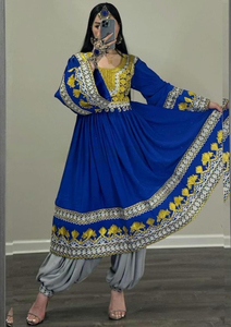 Most Trending Traditional Festive Party Wear Afghani Women Dresses Handmade Embroidered <b>Sequined</b> Solid Button Afghan Kuchi Dress - Product Image 6