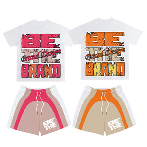 Ensemble T-shirt et short personnalisé, survêtement décontracté oversize d'été, tenue deux pièces en coton doux, style streetwear, vente en gros - Product Image 2