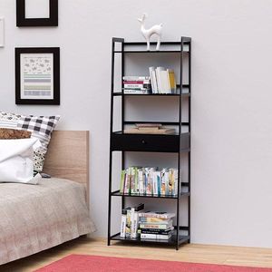 "Modern 5-Tier Black <b>Bookcase</b> with <b>Open</b> Shelves for Bedroom Living Room Office" - Product Image 6