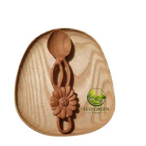 Cucharas de madera creativas hechas a mano con formas únicas de hoja, flor, cola de pez y rama. Cucharas pequeñas de madera ecológicas para café y postre. - Product Image 2