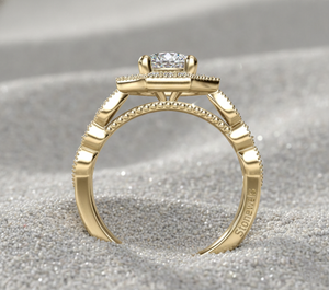 Bague de fiançailles Stonewels en diamant de laboratoire, taille ronde, halo octogonal, style vintage, monture à griffes en or 14K, pour alliance de mariée certifiée - Product Image 4