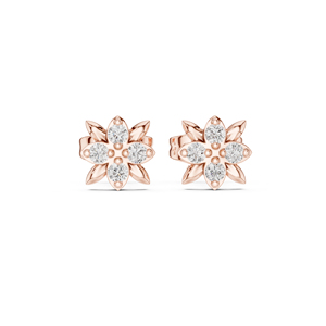 Boucles d'oreilles de fiançailles en or blanc 14 carats avec diamant rond cultivé en laboratoire pour femmes |   Nouveau diamant cultivé - Product Image 3