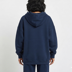 Sweat à capuche oversize pour femme, bleu marine, en molleton de coton épais 420 GSM, avec fermeture éclair frontale personnalisée, streetwear décontracté de haute qualité - Product Image 2