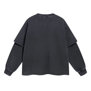 เสื้อยืดสตรีทแวร์สั่งทำพิเศษ แขนยาวสองชั้น พิมพ์ลายโลโก้ด้วยเทคนิค DTG สไตล์วินเทจ ทรงโอเวอร์ไซส์ ล้างสีแบบแอซิดวอช สำหรับผู้ชาย - Product Image 2