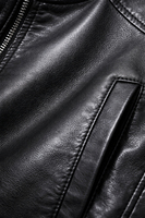 Blouson d'hiver uni style motard, en cuir, imperméable et épais, pour usage quotidien, avec coutures durables, personnalisable