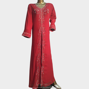 Yellow Luxury Embroidered <b>Kaftan</b> <b>Dress</b> with Silver Floral Vine Front Design for Women Wedding Party Wear - Product Image 6