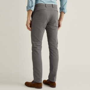 Men's Gray Straight Fit Polyester Spandex <b>Trousers</b> Mid Waist Button Fly Flat Front Smart Casual Breathable Lightweight <b>Summer</b> - Product Image 4