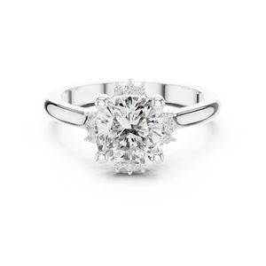 Bague de fiançailles en diamant de laboratoire taille coussin 2 carats, or massif 18 carats, accent vintage en grappe, certifiée IGI, VVS E-F - Product Image 5