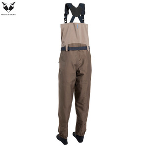 Pantalons de pêche ajustables marron à poitrine droite, 100 % imperméables, avec pieds intégrés, respirants, écologiques, pour la chasse en extérieur - Product Image 2