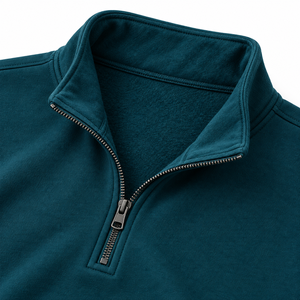 Sweat-shirt en molleton à col montant pour homme, couleur vert-bleu foncé, coupe classique, couleur unie, vêtement décontracté d'automne - Product Image 3