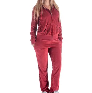 New Stylish Breathable Tracksuit Crop <b>Tops</b> Hoodies and Jogging Sweatsuit 2 Piece Set Girls Velvet Tracksuits for Ladies - Product Image 3