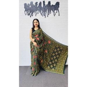 Sarees de Seda de Alta Calidad con Diseño Moderno y Elegante, con Bordado Aari y Espejo, de Secado Rápido, para Todas las Temporadas, Longitud 5.5 Metros - Product Image 1