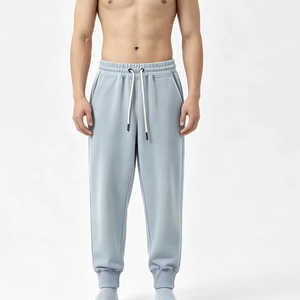 Pantalon de survêtement de qualité supérieure à taille élastique et cordon de serrage, en maille mi-lourde et respirante, idéal pour le printemps, pour homme - Product Image 1