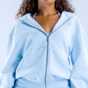 Sweat à capuche zippé pour femme, tricoté, confortable, écologique, couleur unie, manches longues, personnalisable avec logo, qualité supérieure, vente en gros, best-seller - Product Image 3