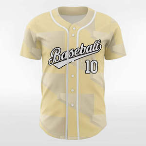 Maillot de baseball personnalisé pour hommes adultes, imprimé par sublimation jaune, uniforme respirant en polyester, numéro 10 - Product Image 1