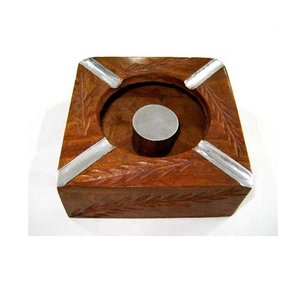 Cenicero de madera para oficina en casa para cigarrillos Cenicero para fumar con 4 puntos Cenicero de madera para cigarrillos Cenicero de madera de acacia Cenicero - Product Image 5
