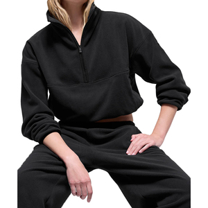 Conjunto de sudadera y pantalón de forro polar de marca privada para mujer, conjunto de 2 piezas, conjunto cómodo y holgado para estar en casa en invierno, forro polar de poliéster, OEM personalizado - Product Image 5