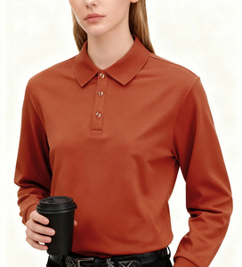 Polo de Manga Larga Negro para Mujer, Color Sólido, Tejido de Punto, Estilo Casual, Largo Regular, Alta Calidad 2026 - Product Image 5
