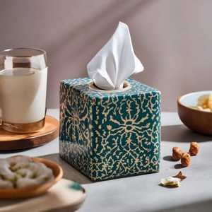 The Best Tissue Box Natural Mother of Pearl <b>Mosaic</b> Handcrafted Marble Bone Inlay Paper Storage for <b>Table</b> Decoration - Product Image 4