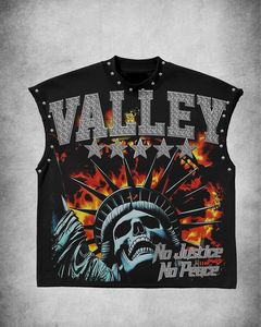 Custom Printed Graphic Design DTG 100% Premium Cotton Oversized Sleeveless Tank <b>Top</b> Men Boxy Fit <b>Rhinestone</b> Graphic Vest - Product Image 5