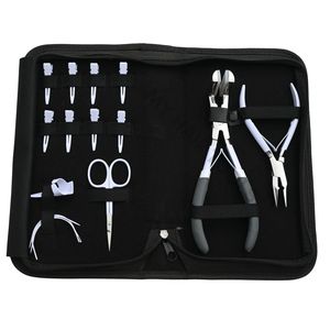 Kit d'outils pour extensions de cheveux blancs avec pince à bandes adhésives, pince à micro-perles, 8 pinces de sectionnement, mini-ciseaux et aiguilles courbées - Product Image 1