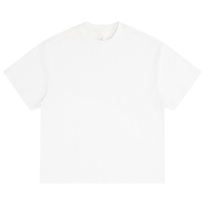 Manufacturer Custom Graphic Print Blank Box Cut Tee T Shirt Heavyweight <b>White</b> <b>TShirt</b> Oversized Boxy Fit Crop Men's T-shirts - Product Image 2