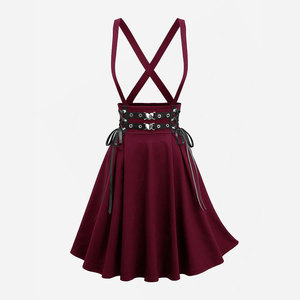 Jupe gothique PRO-GF pour femme - Mini-jupe trapèze avec boucle en forme de cœur, lacets et détails à œillets croisés - Product Image 1