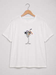 <b>White</b> Graphic Women's T-Shirt Short Sleeve O-Neck Cotton <b>Tee</b> Printed Casual Streetwear - Product Image 1