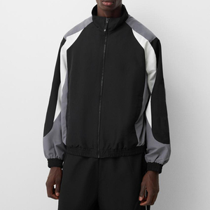 Custom Mens Lightweight Sporty Colorblock Tracksuit Windproof Windbreaker Activewear Zip Jacket Jogger <b>Pants</b> Set - Product Image 4