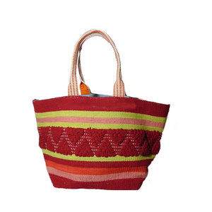 Custom Pattern Handloom Fabric Canvas Tote Bag Women New Beach Fashion Leisure Cotton Rope Shoulder Bag Large Capacity Flat Shop - Product Image 1