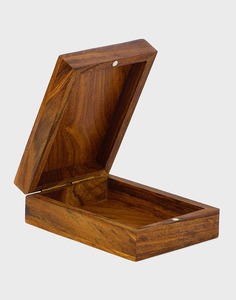 Boîte à cartes en bois faite à la main avec incrustation de roi de pique, style antique, boîte de rangement de table rectangulaire, étui de rangement pour cartes à jouer - Product Image 6