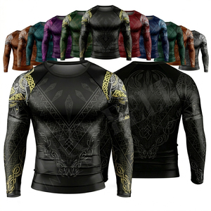เสื้อรัดรูปคุณภาพสูง ขายดี 100% แขนสั้น สำหรับ MMA BJJ เล่นเซิร์ฟ ออกกำลังกาย ป้องกันรังสียูวี เสื้อคาราเต้ ผู้ชาย - Product Image 1