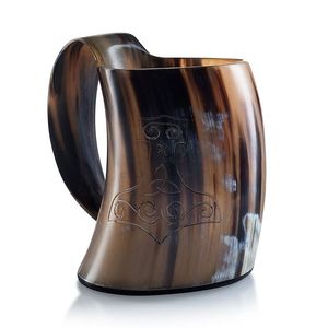 Chope à bière artisanale en corne de buffle, finition naturelle, vente en gros pour commandes en gros, style corne à boire viking - Product Image 1